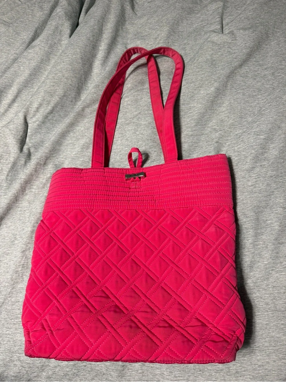 Vera Bradley Bright Pink Quilted Tote with Floral Interior